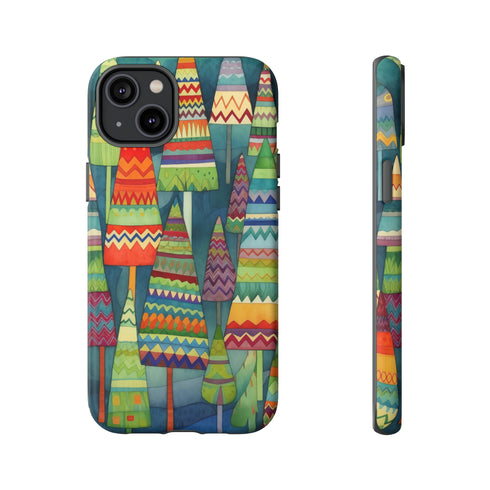 Knitted Christmas Trees - Impact Resistant Phone Case iPhone 14 Plus Matte